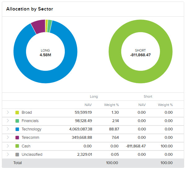 Image of the allocation by sector panel. 